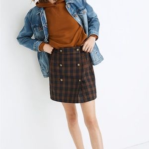 Madewell Plaid Double-Breasted Mini Skirt SZ M